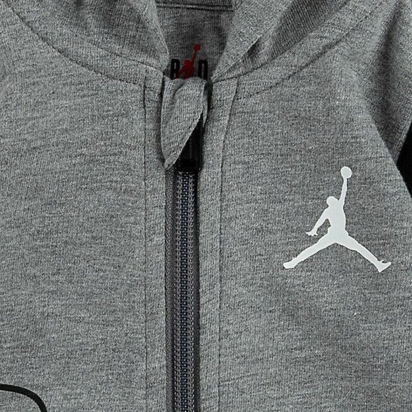 Nike Air Jordan Newborn Signature Coverall Gray Full Zip Hooded Long Sleeve New - Picture 4 of 4